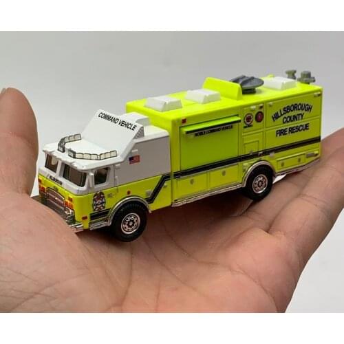 American Fire Truck Alloy Car Model Length 11cm Adult Collection Static Display Gift Desktop Decoration Toys Show