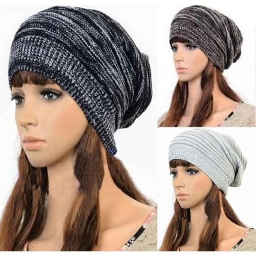Unisex Women Men Knit Baggy Beanie Beret Winter Warm Oversized Ski Cap Hat 40JD