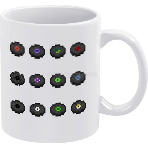 Music Discs White Mug 11oz Funny Ceramic Coffee Tea Milk Cups Callmecarson Reddit Mine Diamonds Music Pixel Disc Stal 13 11 Cat