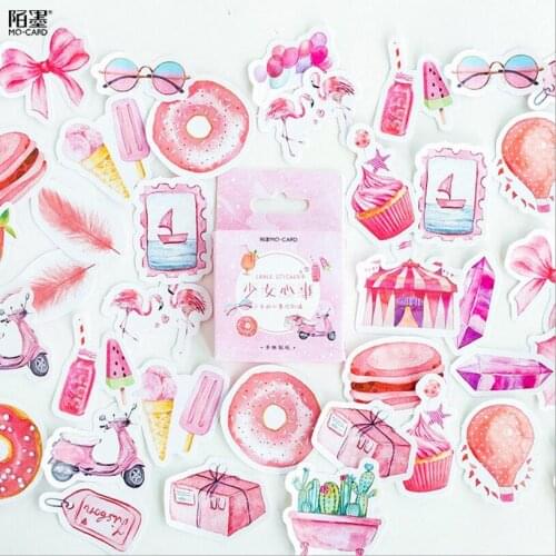 46 pcs/ box pink girl heart Feather balloon mini paper sticker decoration DIY diary scrapbooking seal sticker kawaii stationery