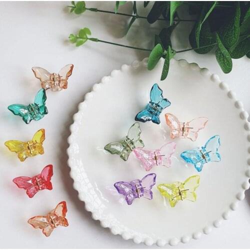 New Hot Creative Women Retro Transparent Colorful Butterfly Plastic Claw Hairpin French Fashion Girl Hair Clip Hair Accessories