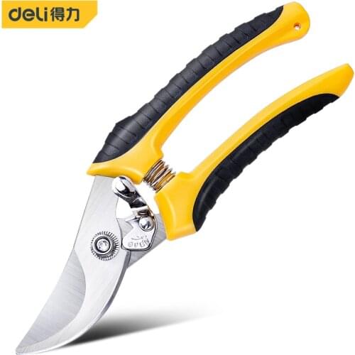 Deli 8 Inch Flower And Wood Shear Garden Tools Sharp Opening V-spring Stainless Steel Forging Bonsai Jardinage Hand Tools