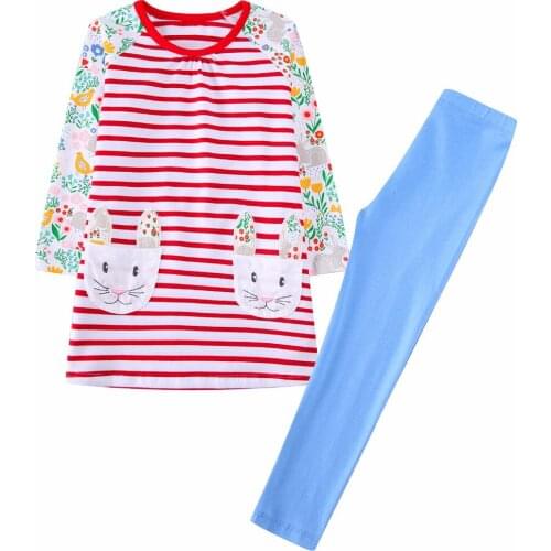 Oklady Girls Clothe Children Clothing 2019 Brand Toddler Girl Clothing Set Roupas Infantis Menino Character Striped Kids Clothes