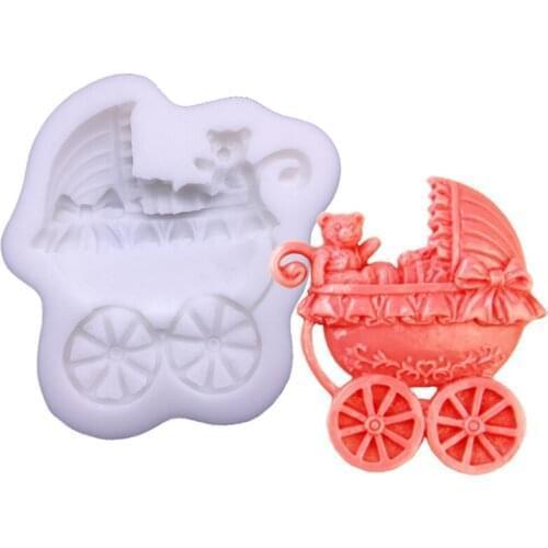 Wholesale 10 pcs Bear Bow Baby Carriage Shape Silicone Sugarcraft Mold Fondant Cake Decorating Tools Baking Mold