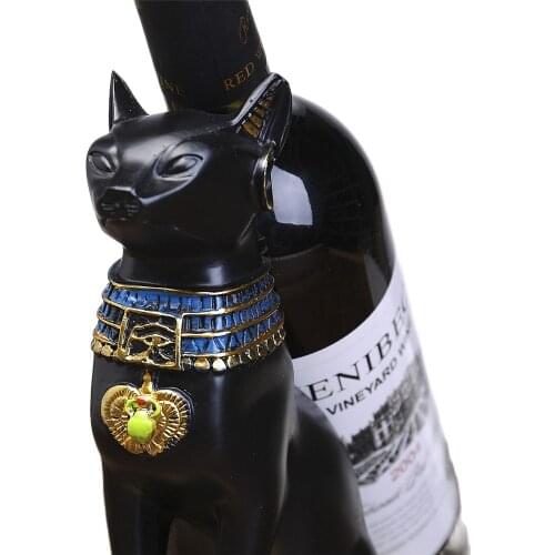 25cm Resin Egyptian Cat God Wine Rack Figurines Animal Ornaments Wine Bottle Holder European Creative Decoration Hogar