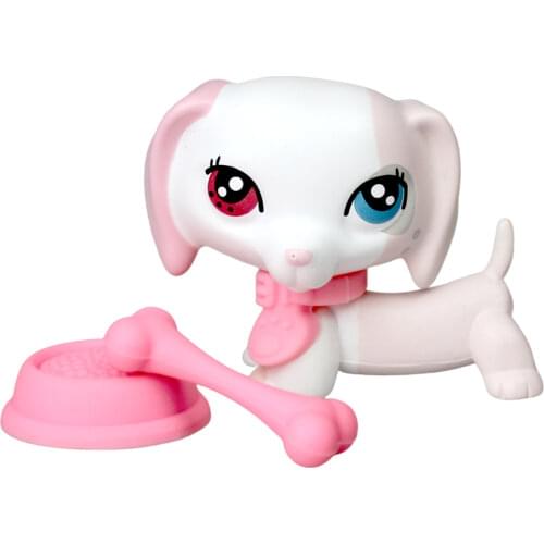 Rare Pet Shop Pink White Dachshund Dog Animal OOAK Accessories lps#026
