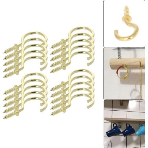 MroMax 10/20/30/50/60/100pcs Self-tapping Nails Hook Open Sheep Eye Carbon Steel Electroplated Copper Total Length 36/44/53/70mm