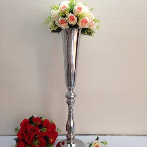 Silver flower vase Table centerpiece Wedding decoration 78cm Tall 10pcs/lot