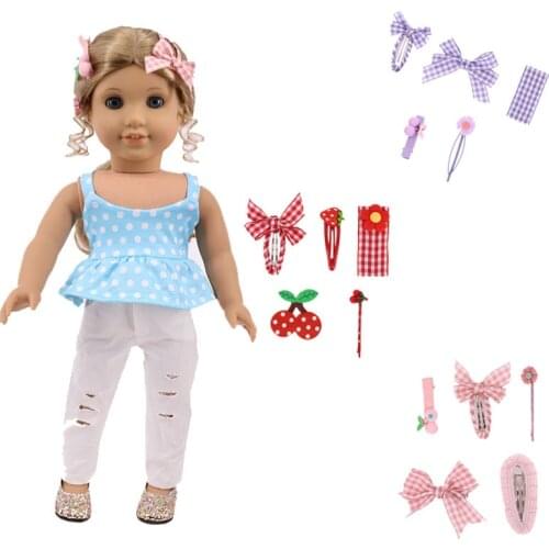 2021 New Pattern Hairpin Accessories Bow Headdress Fit 18 Inch American&43cm Baby New Born Doll Clothes Accessories