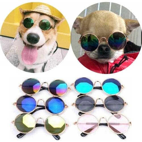 Pet Dog Sunglasses Vintage Round Glasses For Kitten Puppy Chihuahua Cute Photo Props Accessories Safety Resin