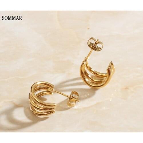 SOMMAR Wholesale 2020 hot sale new Gold color hoop earrings for women circular earring for women wedding