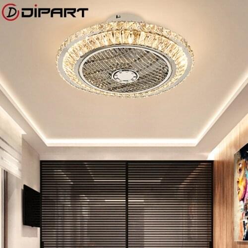 Modern Invisible Ceiling Fan Lights Dining Room Bedroom Living remote control Fan Lamps Ceiling Lights Fan Lighting With Crystal