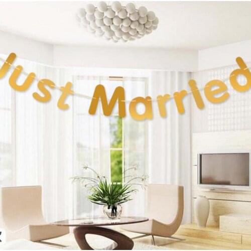 Just Married Banner For Wedding Supplies Decorations Glittered Letters Paper Garlands 3 meters
