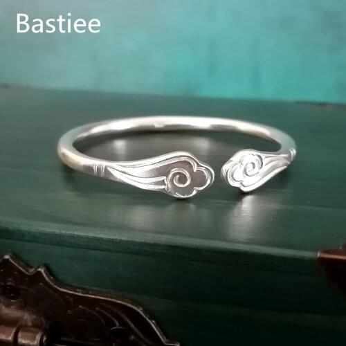 Bastiee 999 Silver Men Bangle Bracelet For Women Propitious Cloud Unisex Luxury Jewelry Hmong Handmade Chinese Monkey King