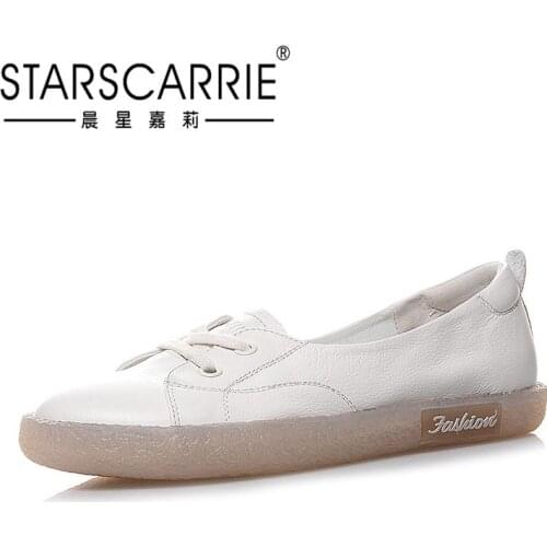 Spring 2021 large ox tendon soft soled womens shoes leather small white shoes flat soled anti slip pregnant womens shoes