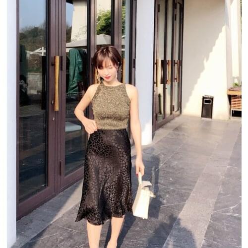 Top Quality Ladies Silk 100% Love Heart Printed High Waist Black Midi Skirt - 2020 Latest Women Fashion Casual Skirt