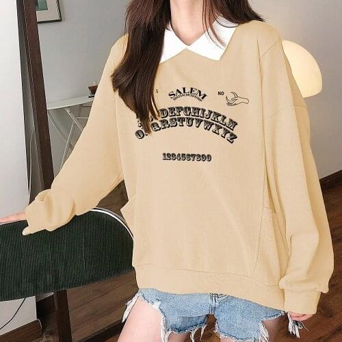 Black Gothic Oversized Hoodies Grunge Harajuku Streetwear Chic Letter Print Sweatshirt Women Autumn Long Sleeve Cotton Hoodie