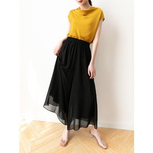 High Quality 100% Silk Black Pants for Women Wide Leg Womens Pants Summer Trousers Fashion 2021 Pantalones De Mujer Pph4980