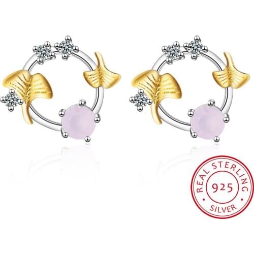 2019 New Fashion Sweet 925 Sterling Silver Zirconia Crystal Leaf Flower Basket Earrings For Women S-E133