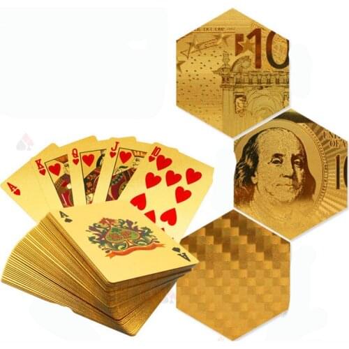 Gold/Silver Waterproof Foil Plated Poker Premium Matte Plastic Board Games Playing Cards For Gift Collection