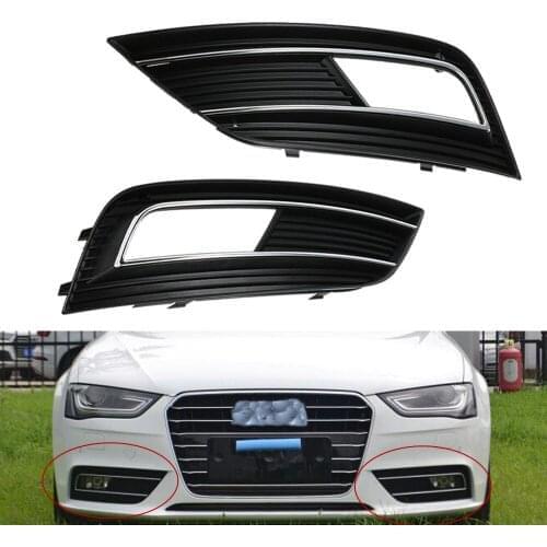 1 Pair Front Facelift Bumper Grill Fog Light Lamp Grille Cover for Audi A4 B9 13-15 Set of 2