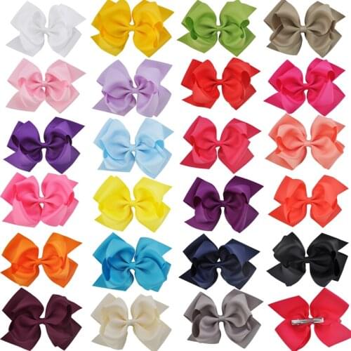 1pc 6 Inch Bowknot Double Layers Solid Grosgrain Ribbon Hairbow Children Girls Hair Bows Clips Hair Accessories Dancing Hairpins