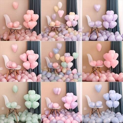 10pcs Thicken Macaron Balloons Candy Color Love Latex Heart Shaped Wedding Supplies Party Decoration Kids Toys