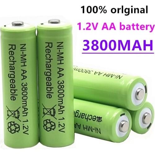100% Original AA 3800 mAh 1.2 V Quality rechargeable battery AA 3800 mAh Ni-MH rechargeable 1.2 V 2A battery