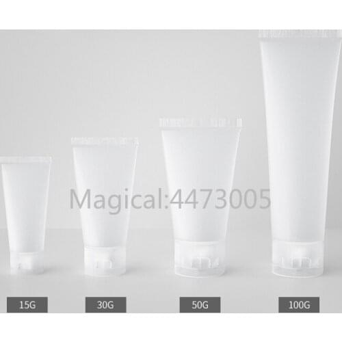 100pcs 15g30g50g100g Empty Cosmetic Frosted Emulsion Bottle,Cosmetic Soft Hose Facil Cleanser Tubes,Refillable Squeeze Container