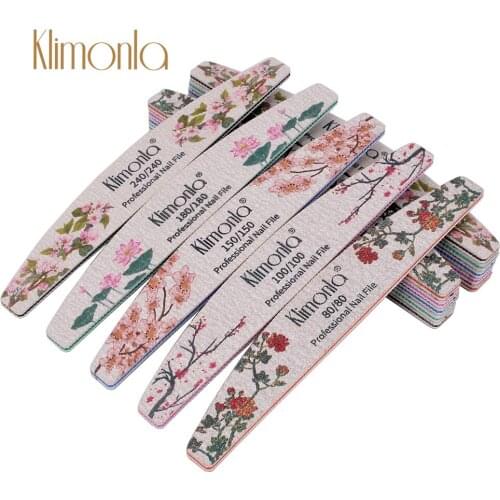 5Pcs Design Printing Flower Nail File 80/100/150/180/240 Grit Half Moon Buffing Nail Art Manicure Beauty Files Tool Supplier