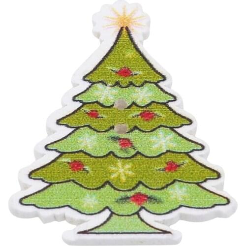 50pcs Multifunction Kids Cute Mixed Christmas Decor For Clothing Accessories Scrapbooking Cartoon Wooden Buttons 2 Hole Portable