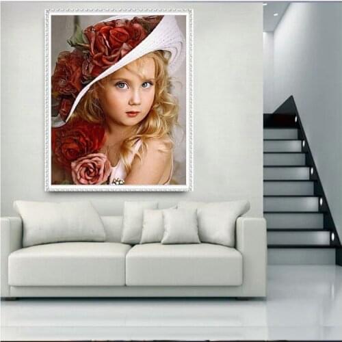 Diamond Embroidery angels girl rose hat 5D Diamond Painting Full square /Round Drill Rhinestone Mosaic DIY Handmade Decor FG1107