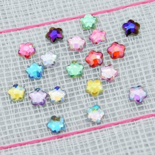 BOLIAO New 100PCS 8mm Flower Shape Acrylic Rhinestone Flatback Scrapbook Fit Phone Embellishment Headwear Craft DIY