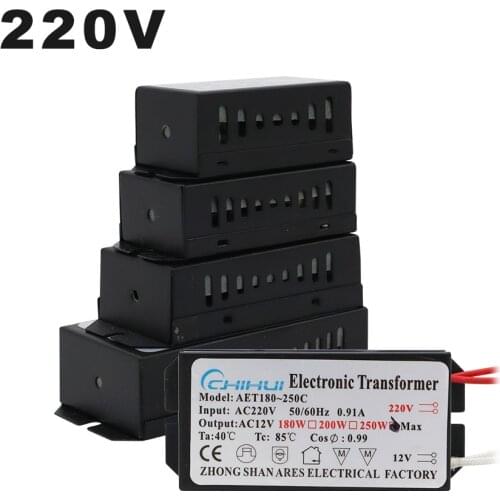 220V Electronic Transformer 60W 80W 105W 120W 160W 180W 200W 250W For AC 12V Halogen lamp Crystal Lamp G4 Light Beads