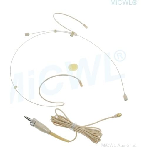 HSP60 Detachable HeadMic Microphone for Sennheiser Wireless 3.5mm Stereo Lock Beige Dual ear Hook Design