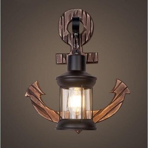 Creative Antique Led Studio Clothing Store Restaurant Cafe Bar Aisle Corridor Solid Wood Glass Old Retro Wall Lamp