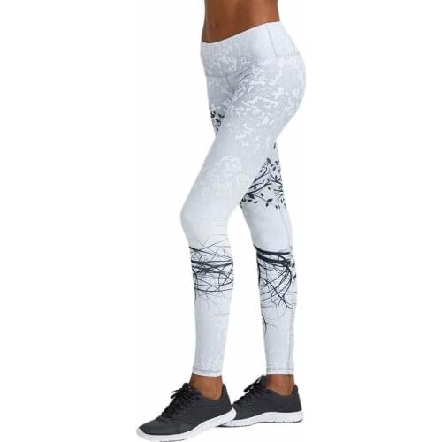 4-needle 6-thread Digital Tree Print Hips Push-up Elastic High-waisted Leggings Gym Pants For Women