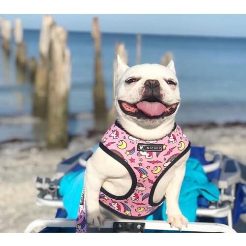 Fashion Pink Unicorn Print French Bulldog Harness Pet Dog Vest Harness for Small Medium Dogs Chihuahua Pug Leash S-XL