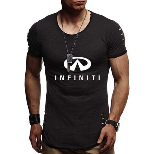 New 2020 Summer Mens short sleeve Infiniti Car Logo casual Cotton O-neck Short Sleeve Solid color Mens T-Shirt