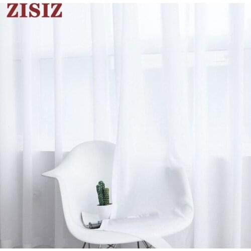 100% Polyester Soft Chiffon White Tulle Curtains for Living Room Decoration Sheer Voile Curtain Bedroom Kitchen Window Treatment