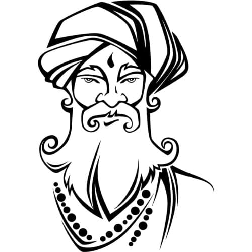 12.9cm*18.5cm Indian Hinduism Sikh Pasha Oriental Decor Stickers Decals Black/Silver S3-5897