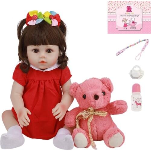 Newest Full Body Silicone Bebe Reborn Baby Doll 18" Cute Newborn Babies Doll 48CM Lifelike Reborn Girl Toys For Birthday Gifts