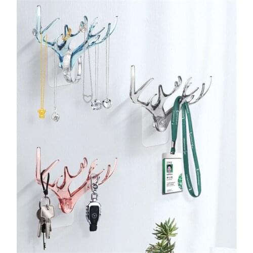 New Wall Hanging Hook Deer Antlers Wall Coat Rack for Clothes Self Adhesive Display Racks Key Hanger Wall Storage Horns Hangers