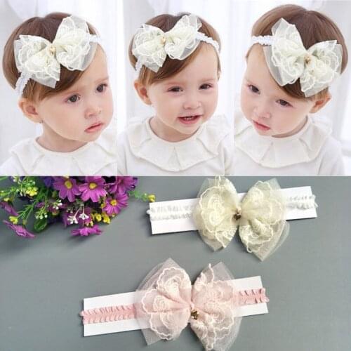 Cute Princess Infant Baby Girls Headband Flowers Bowknot Lace Big Headband Headwear Hair Bow Accessories