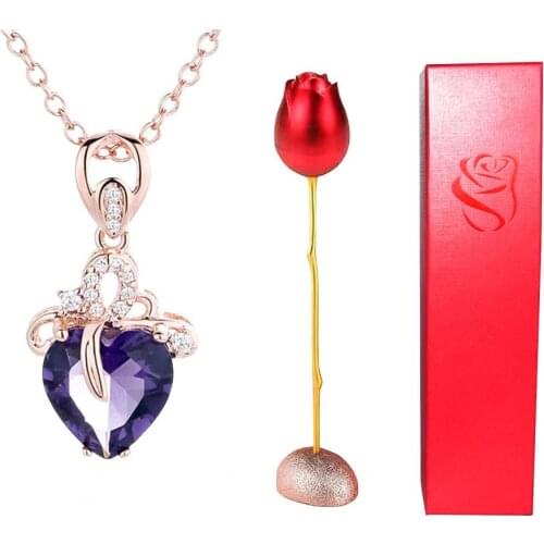 Luxury Love Heart Shape Necklace High Quality Exquisite Feminia Women Choker Wedding Bridal Jewelry Pendant Valentine Gift Set