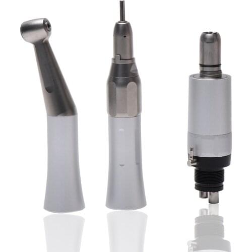 Dental Low Speed Handpiece Kit Air Motor Contra Angle 1:1 Straight Head HPburs Teeth Whitening Handle