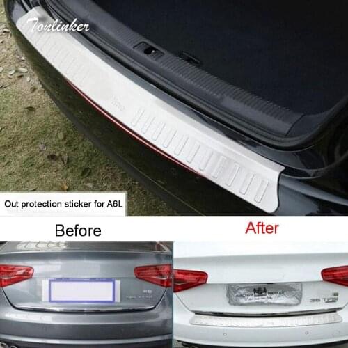 Tonlinker Cover Case Sticker for AUDI A4L/A6L 2016-17 Car Styling 1Pcs Stainless steel The Trunk Door Protection Cover stickers