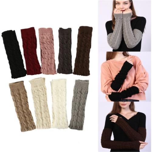 Unisex Men Ladies Fingerless Arm Warmers Winter Warm Soft Knitted Mittens ST008