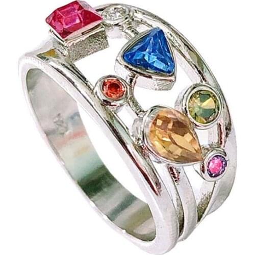 Gorgeous Two Tone 925 Silver Rings Women Cubic Zircon Wedding Ring Size 6-10