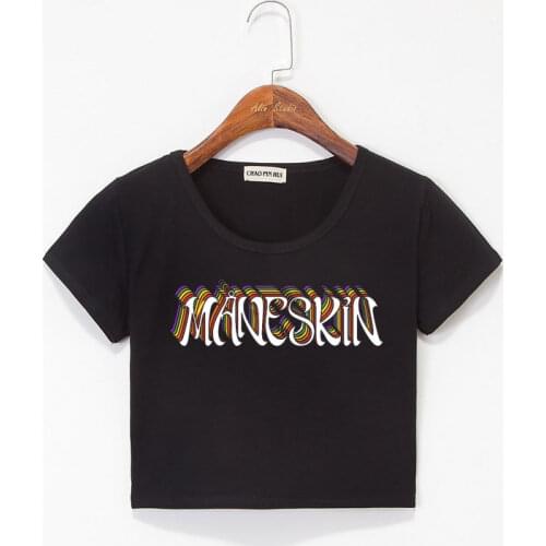 Italian Band Maneskin Print Womens T Shirt Summer Holiday Youthful Women/girl Short Sexy Bare Midriff Hip Hop Streetwear Style